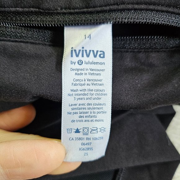 Ivivva by Lululemon Girl's Black Mesh Legs Cropped Legging Pants Size 14 - Picture 6 of 8